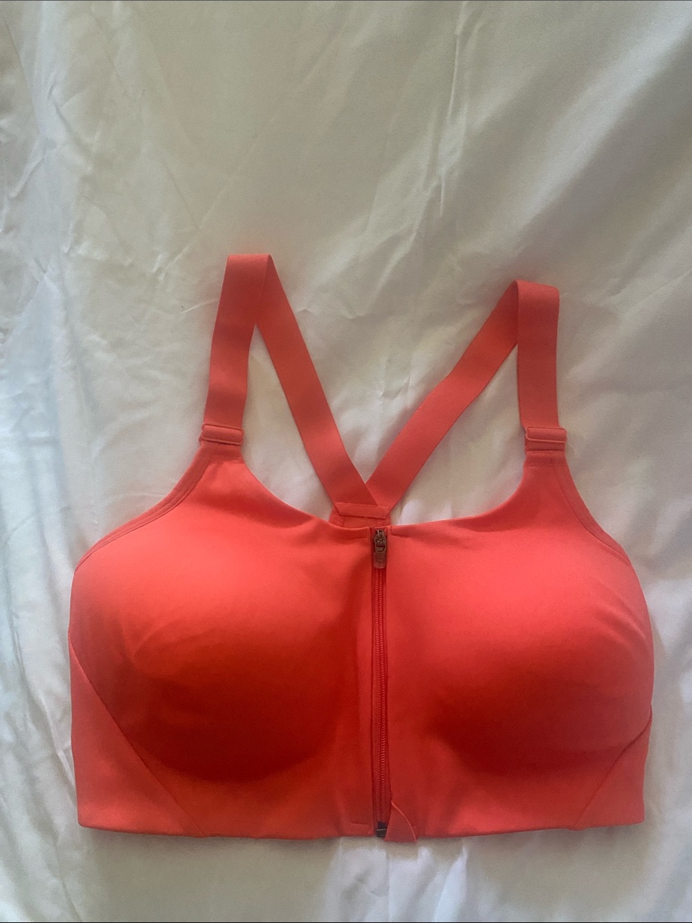 All in Motion Coral Front-Zip Sports Bra - Women Intimates & Sleepwear Size 38D